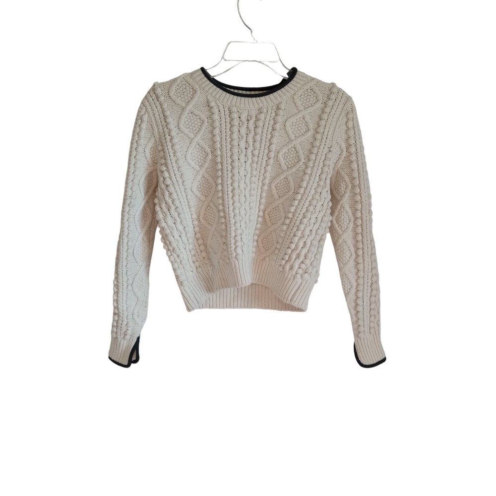 Phillip Lim White Cable knit Wool Alpaca Blend zipper shoulder sweater
